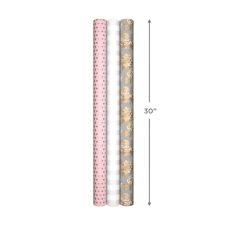 Hallmark Pink And Gray 3-Pack Wrapping Paper, 85 Sq. Ft. Total 10 Hallmark Pink And Gray 3-Pack Wrapping Paper, 85 Sq. Ft. Total - Image 8