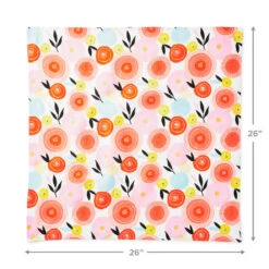 Hallmark 26" Modern Floral Fabric Gift Wrap With Elastic Band -Hallmark online Shop PinkandOrange Floral Square Flat Wrapping Cloth 1299EJR6378 04