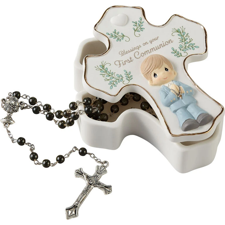 Precious Moments Blessings On Your First Communion Boy Rosary Box With Rosary 3 Precious Moments Blessings On Your First Communion Boy Rosary Box With Rosary
