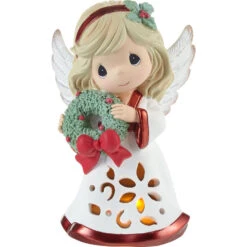 Precious Moments Wreathed In Christmas Glory Light-Up Musical Angel Figurine, 6"