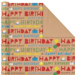 Hallmark Primary Birthday 3-Pack Kraft Wrapping Paper, 105 Sq. Ft. Total -Hallmark online Shop Primary Birthday 3Pack Kraft Wrapping Paper 5EWR6409 06