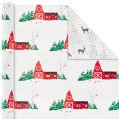Hallmark Rustic Winter 3-Pack Reversible Metallic Christmas Wrapping Paper, 120 Sq. Ft. -Hallmark online Shop Rustic Winter Reversible Christmas Wrapping Paper 5JXW1034 06