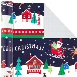 Hallmark Santa Fun 3-Pack Christmas Wrapping Paper Assortment, 120 Sq. Ft. -Hallmark online Shop Santa Fun Hallmark Mahogany Christmas Wrapping Paper 5JXW1037 05