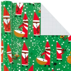 Hallmark Santa Fun 3-Pack Christmas Wrapping Paper Assortment, 120 Sq. Ft. -Hallmark online Shop Santa Fun Hallmark Mahogany Christmas Wrapping Paper 5JXW1037 06