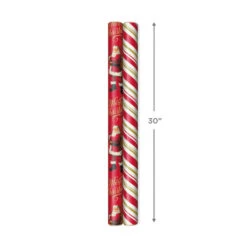 Hallmark Santa And Stripes 2-Pack Christmas Wrapping Paper Assortment, 160 Sq. Ft. -Hallmark online Shop Santa and Stripes Assorted Christmas Wrapping Paper 5JXW1055 04