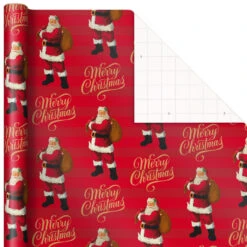 Hallmark Santa And Stripes 2-Pack Christmas Wrapping Paper Assortment, 160 Sq. Ft. -Hallmark online Shop Santa and Stripes Assorted Christmas Wrapping Paper 5JXW1055 05