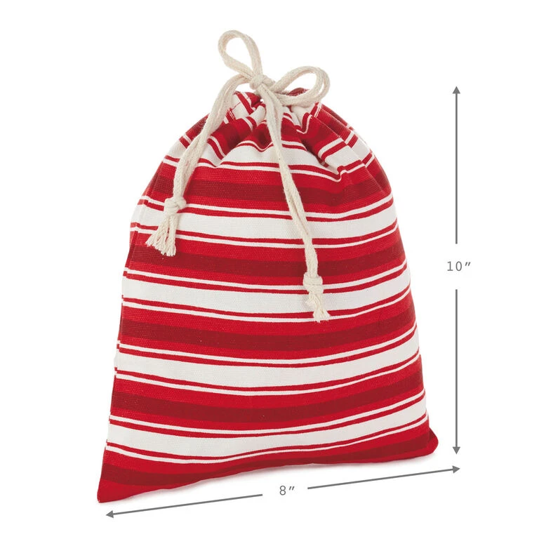 Hallmark 10" And 20" Santa And Stripes 2-Pack Fabric Christmas Gift Bags 6 Hallmark 10" And 20" Santa And Stripes 2-Pack Fabric Christmas Gift Bags - Image 4