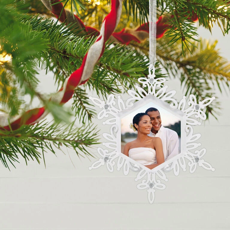 Hallmark Sparkling Snowflake Photo Personalized Metal Ornament 4 Hallmark Sparkling Snowflake Photo Personalized Metal Ornament - Image 2