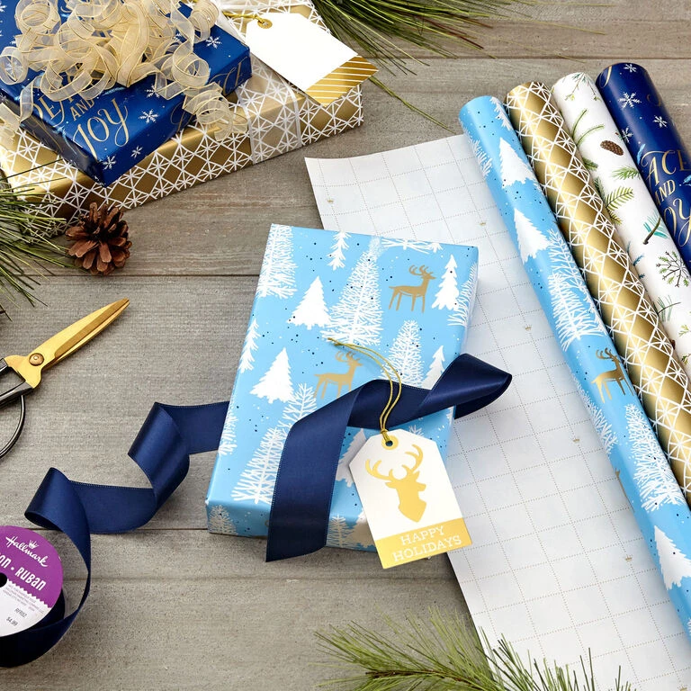 Hallmark Woodland Charm 4-Pack Holiday Wrapping Paper Assortment, 120 Sq. Ft. 4 Hallmark Woodland Charm 4-Pack Holiday Wrapping Paper Assortment, 120 Sq. Ft. - Image 2